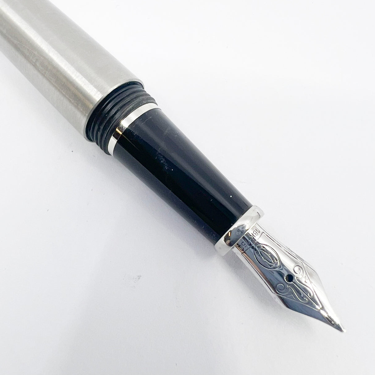 Cartier Diabolo Brushed Stainless Steel Fountain Pen - Medium 18kt Gold Nib