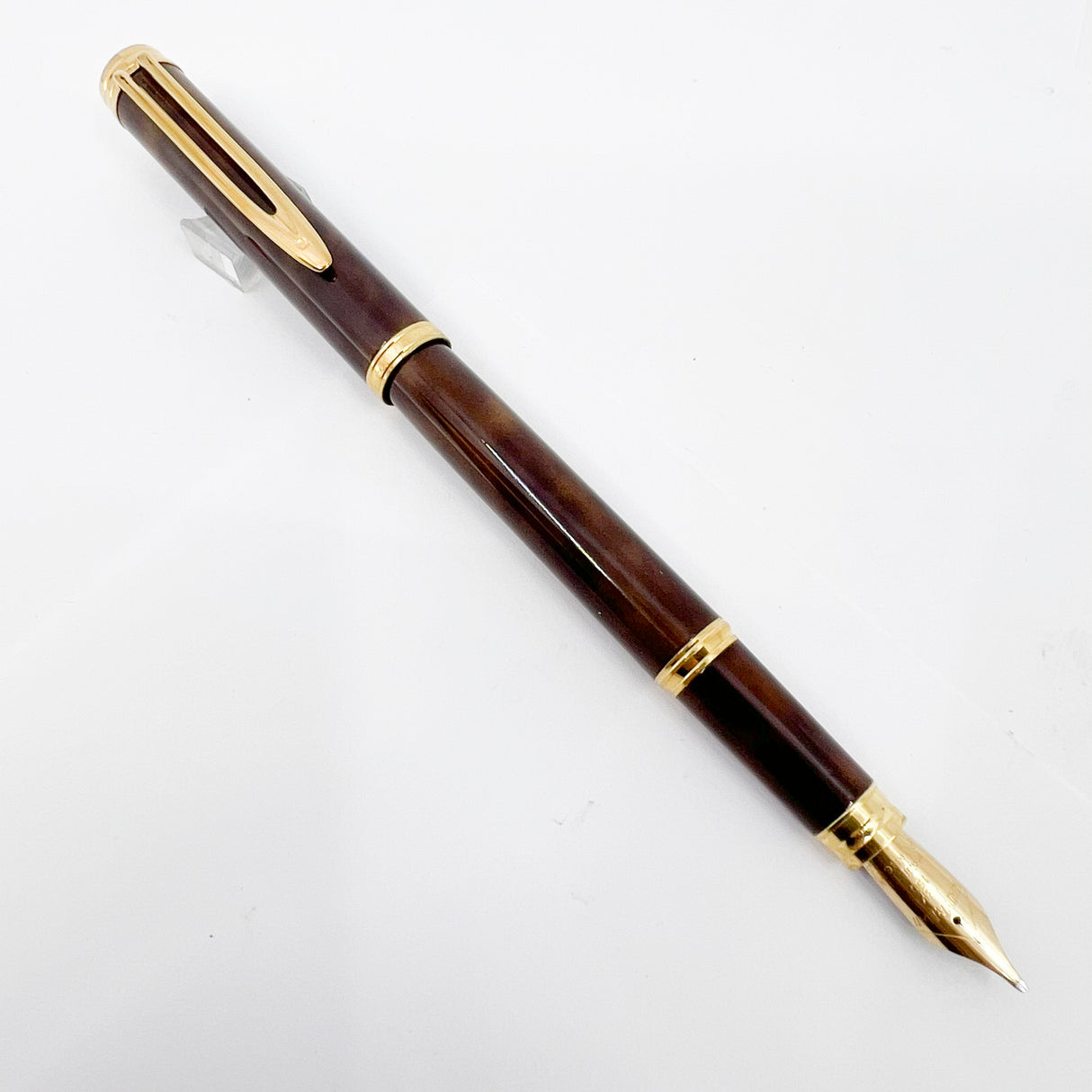 Waterman Gentleman Marbled Brown/Beige Lacquer Fountain Pen - Broad 18kt Gold Nib
