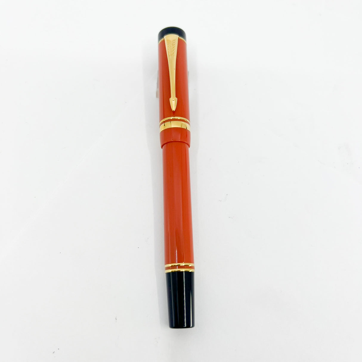 Parker International Duofold Orange Fountain Pen - Medium 18kt Gold Nib