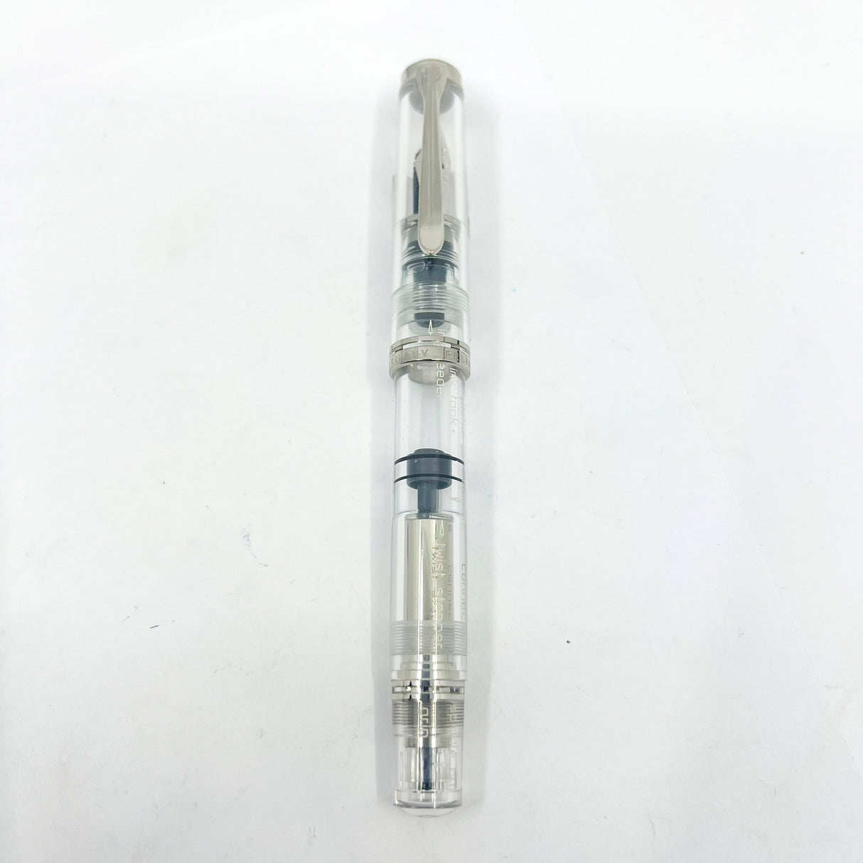Pelikan M805 Clear Demonstrator Fountain Pen - Names of Pen Components Engraved by Pelikan on Barrel - Extra Fine 18kt Gold Nib