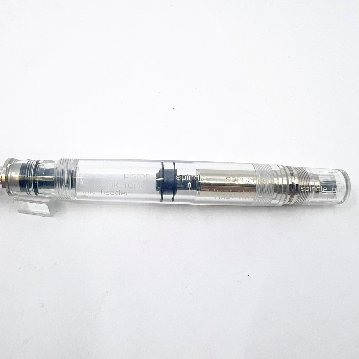 Pelikan M805 Clear Demonstrator Fountain Pen - Names of Pen Components Engraved by Pelikan on Barrel - Extra Fine 18kt Gold Nib
