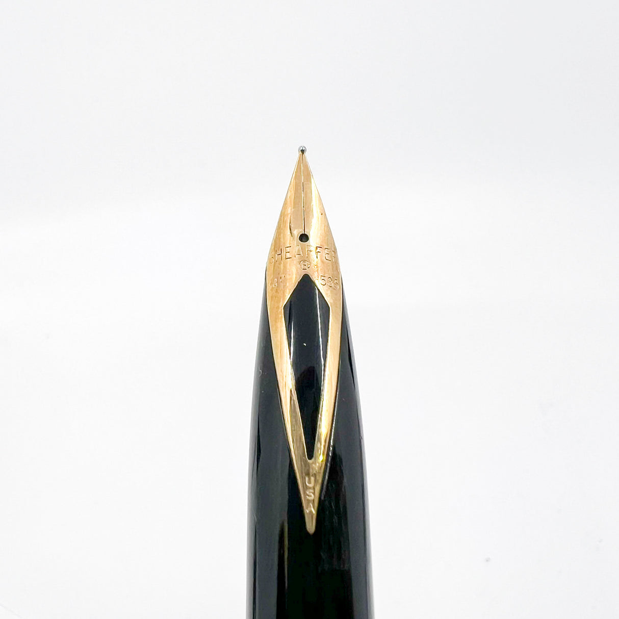 Sheaffer Full Size Targa Marbled Green Ronce Lacque Fountain Pen - Fine 14kt Gold Nib