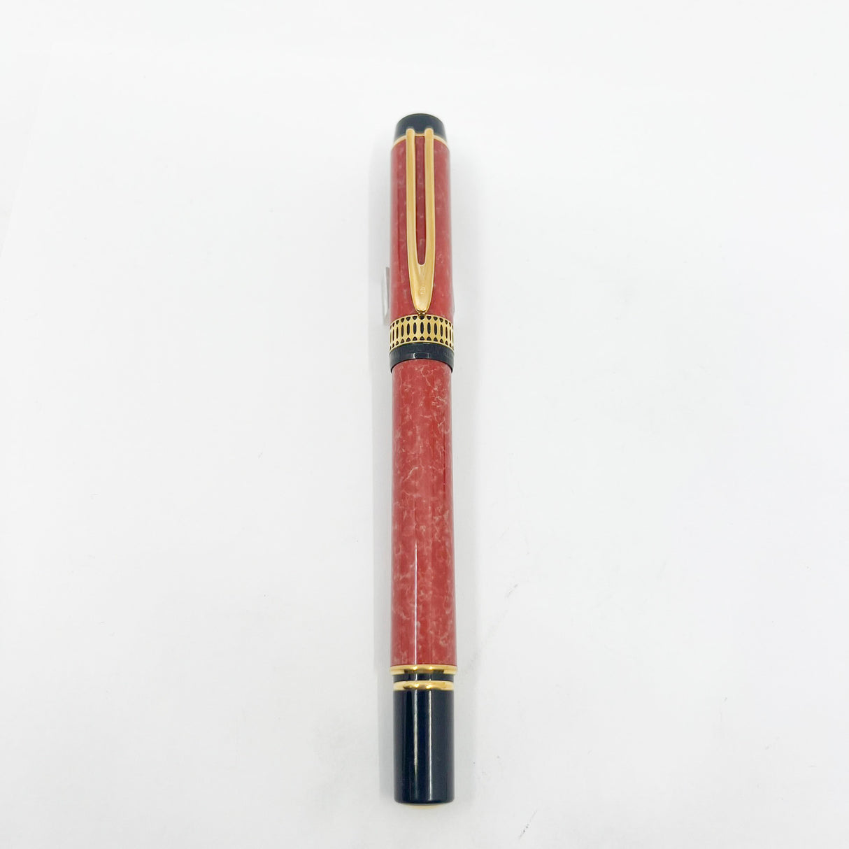 Waterman Patrician Red Coral Marble Fountain Pen- Fine 18kt Gold Nib