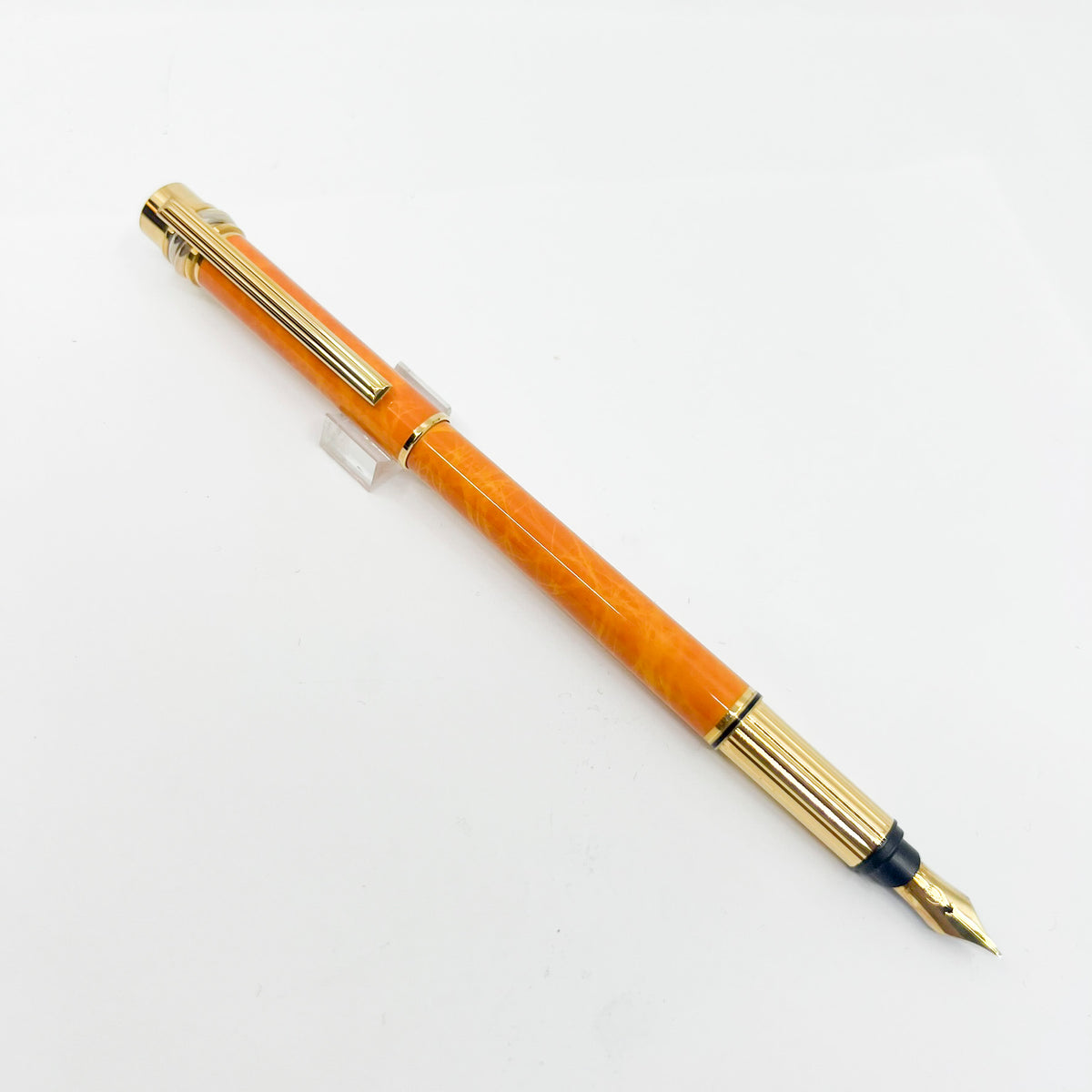 Cartier Marbled Orange Must de Cartier Fountain Pen - Fine 18kt Gold Nib - RARE & SOUGHT AFTER!