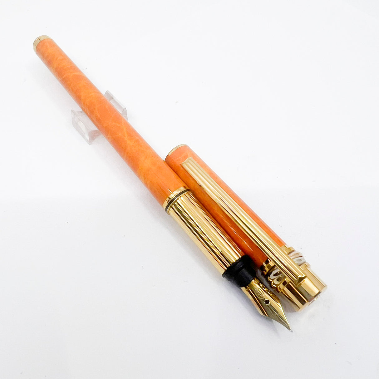 Cartier Marbled Orange Must de Cartier Fountain Pen - Fine 18kt Gold Nib - RARE & SOUGHT AFTER!