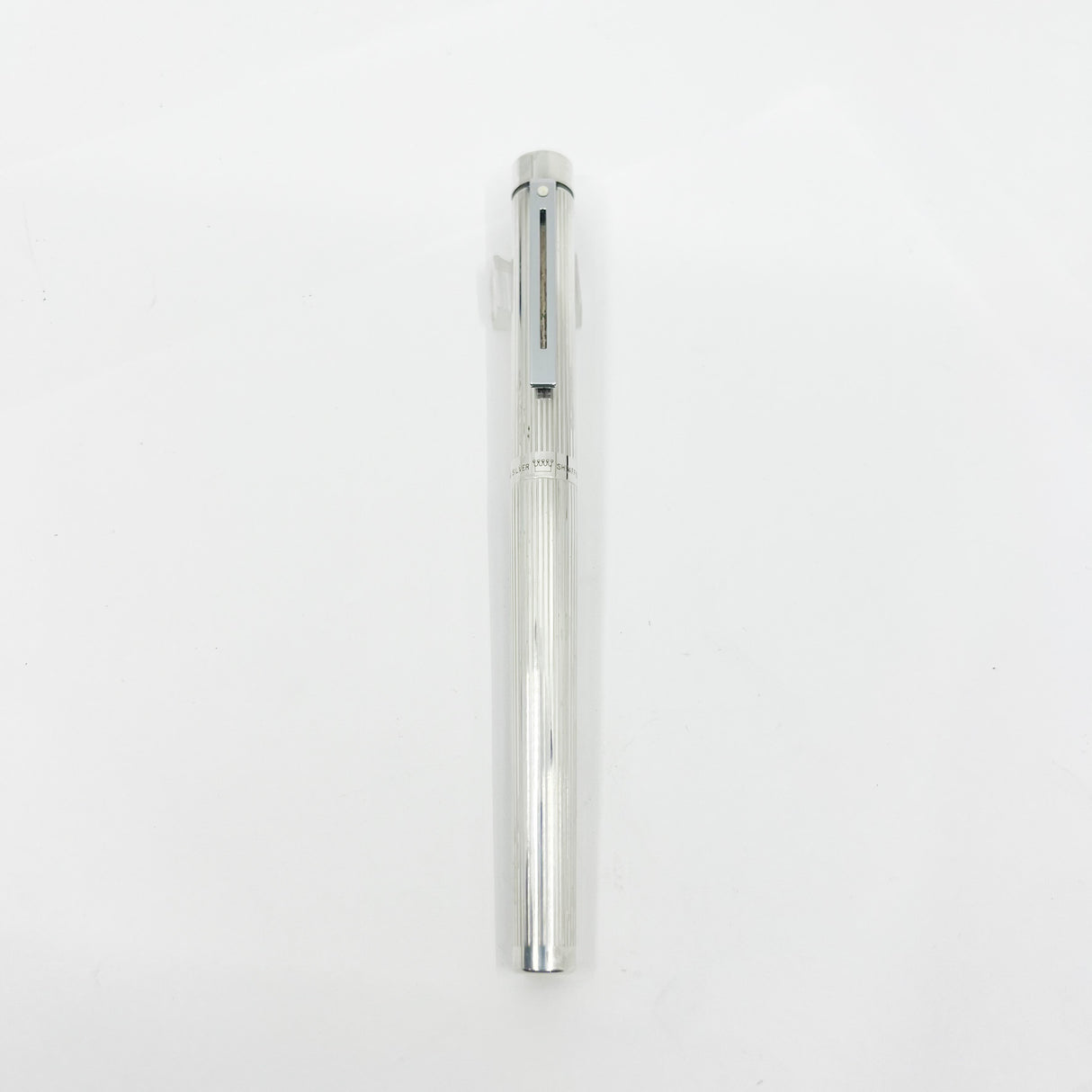 Sheaffer Full-Size Targa Sterling Silver Etched Vertical Stripes Fountain Pen - Medium 14kt Gold Nib