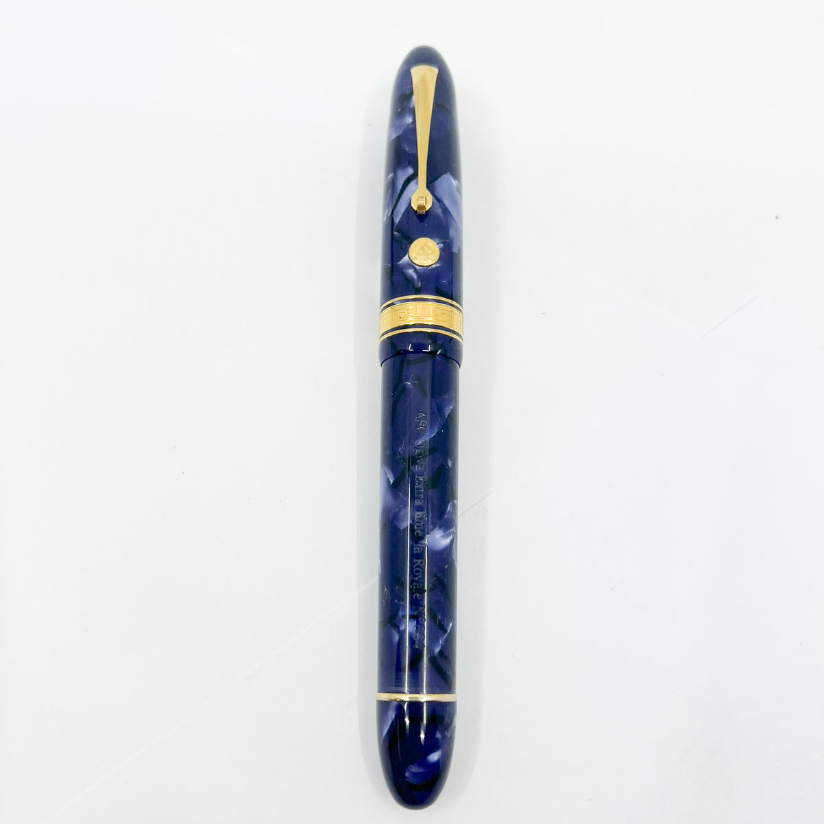 Armando Simoni Club Ogiva Extra Blue La Royale Celluloid Gold trim - Circa 2017 - Medium Magic Flex 14kt Gold Nib