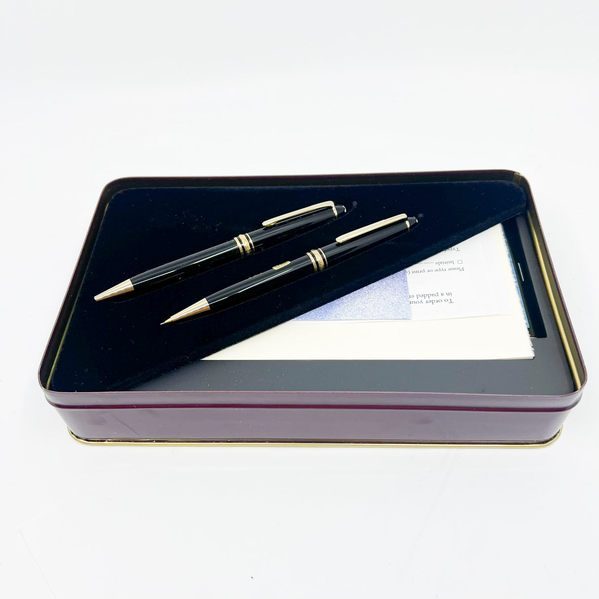 Montblanc Meisterstuck Black Resin Classique MINT Set : #164 Ballpoint Pen & 165 Mechanical Pencil 0.7mm in a Special Vintage Style Gift Box