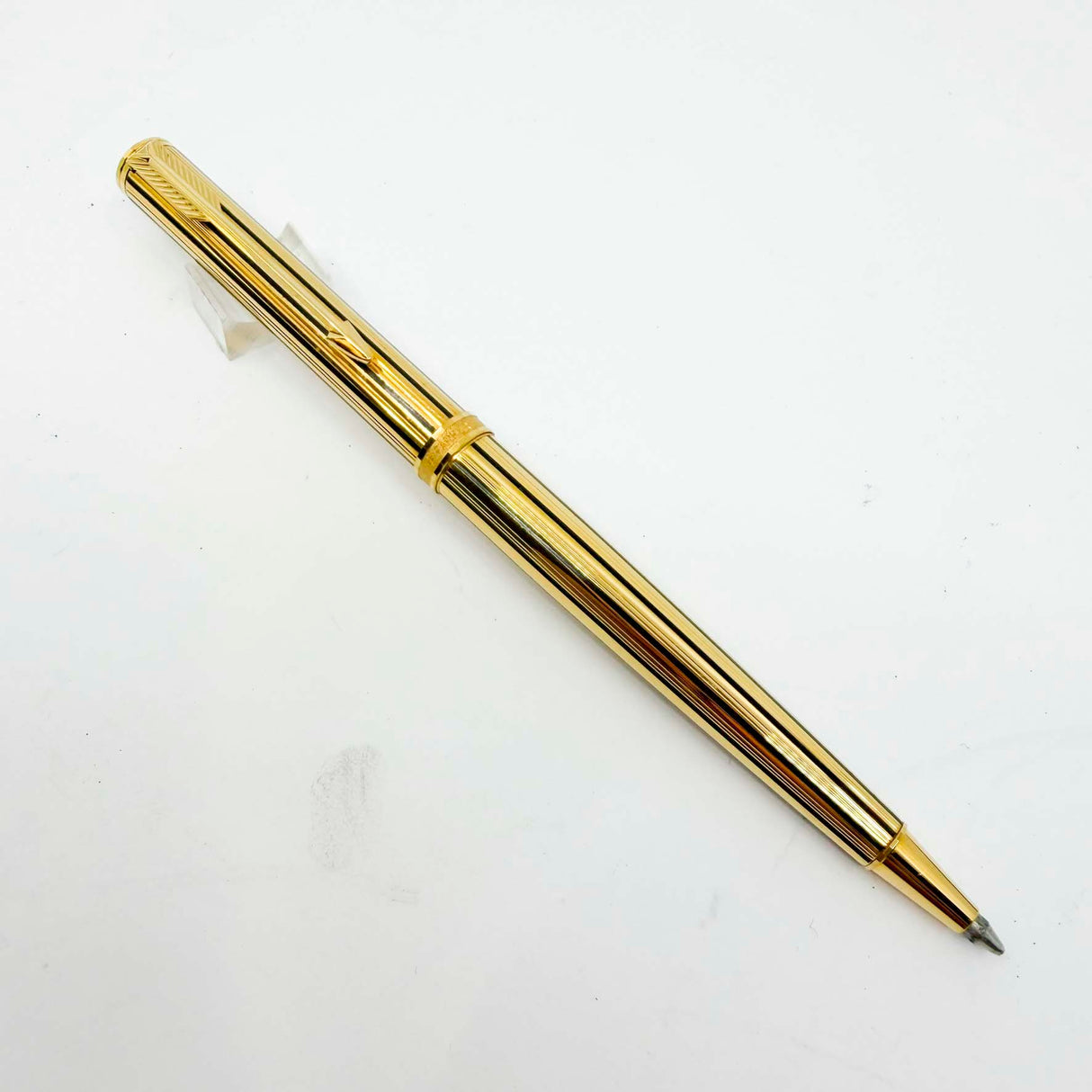 Parker Premier "Athenes" Gold-Plated/Black Lacquered Lines Ballpoint Pen - Circa 1980's
