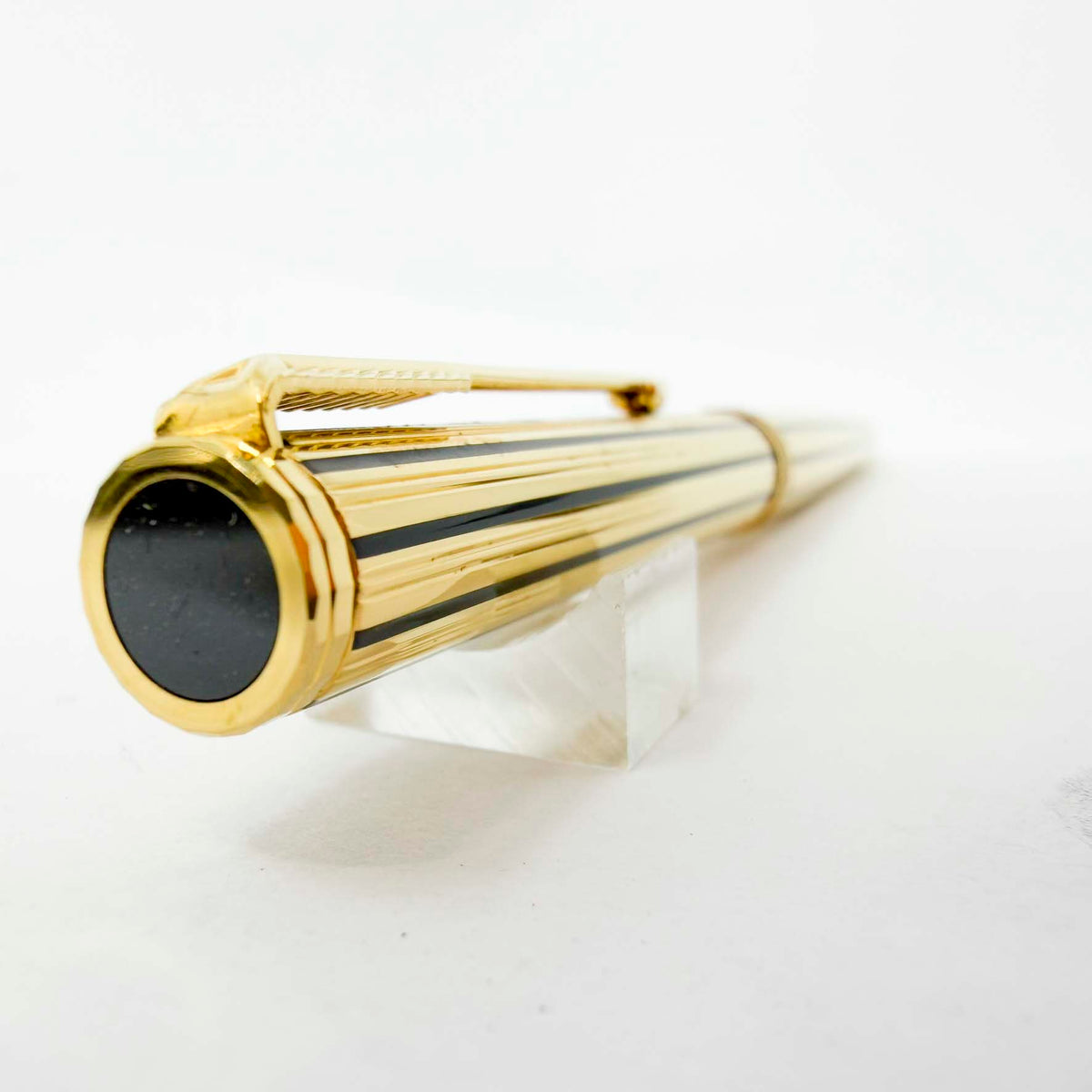 Parker Premier "Athenes" Gold-Plated/Black Lacquered Lines Ballpoint Pen - Circa 1980's