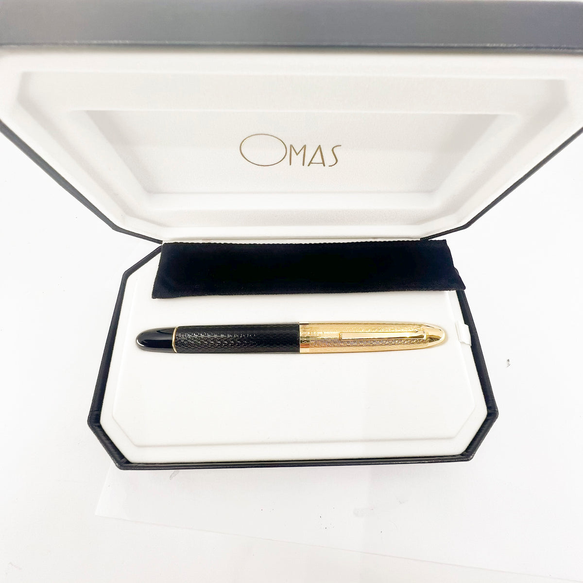OMAS S2001 Ogiva Rollerball - Gold Vermeil Cap & Black Guilloched Barrel