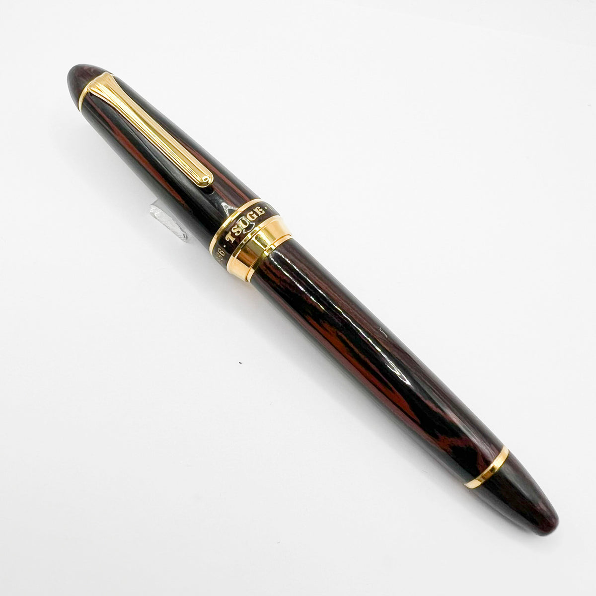 Tsuge (Made by Sailor) Large 1911 Rosewood Ebonite Fountain Pen - Fine 21kt Gold Nib - RARE!