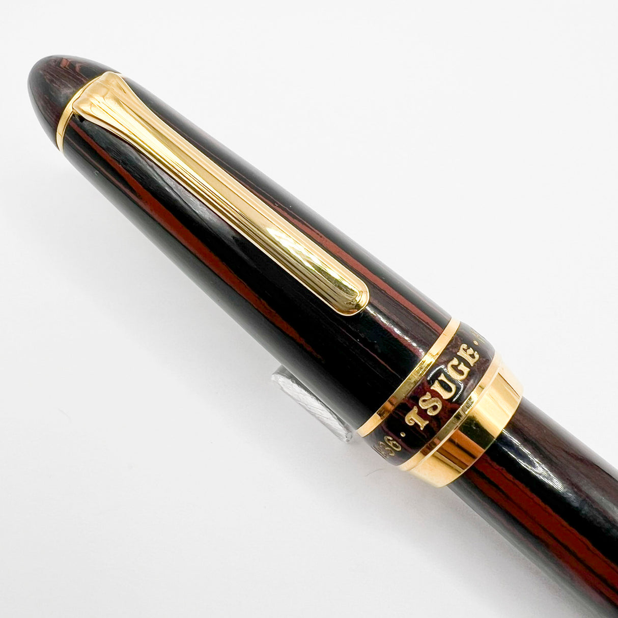 Tsuge (Made by Sailor) Large 1911 Rosewood Ebonite Fountain Pen - Fine 21kt Gold Nib - RARE!