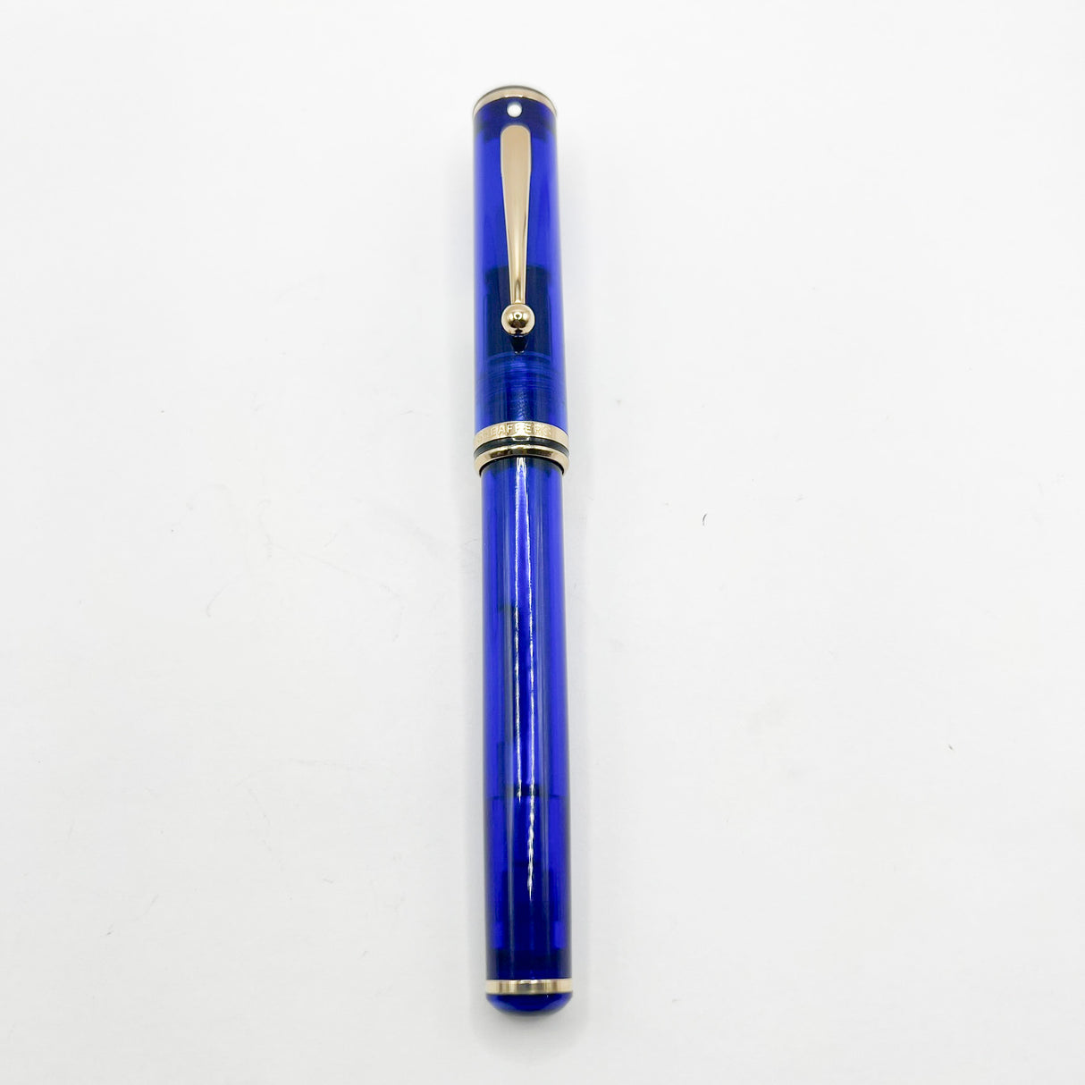 Sheaffer for Levenger Translucent Mediterranean Blue Connaisseur Fountain Pen - Broad 14kt Gold Nib
