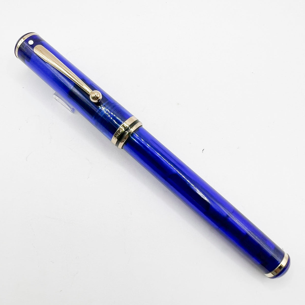 Sheaffer for Levenger Translucent Mediterranean Blue Connaisseur Fountain Pen - Broad 14kt Gold Nib