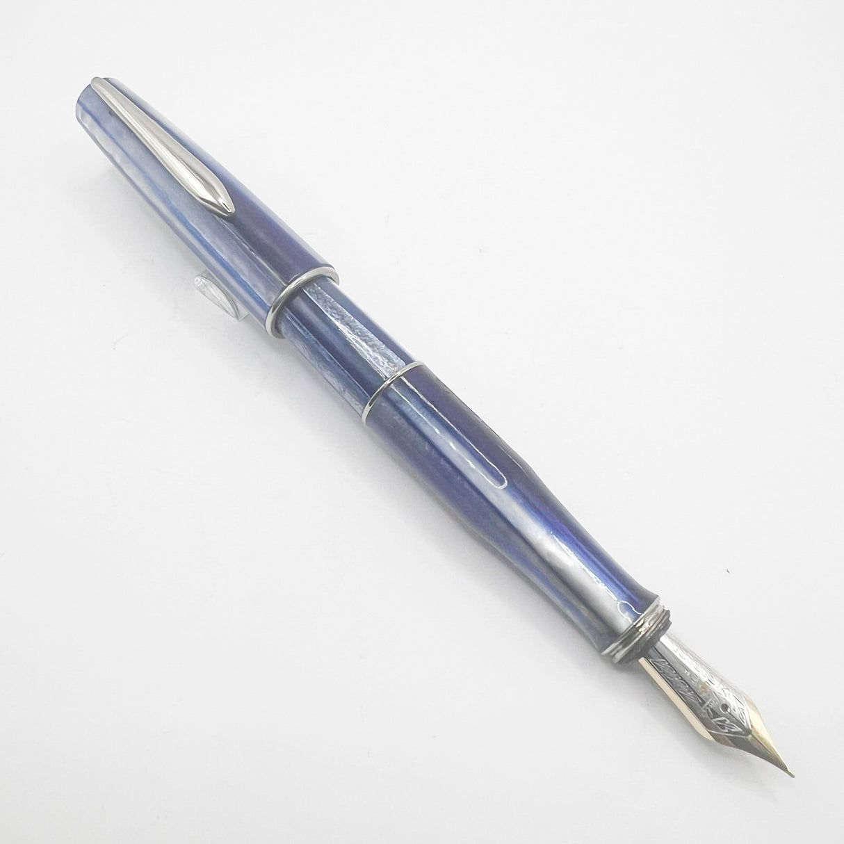 Stipula Duetto Pacific Blue Fountain Pen - Fine 18kt Gold Nib