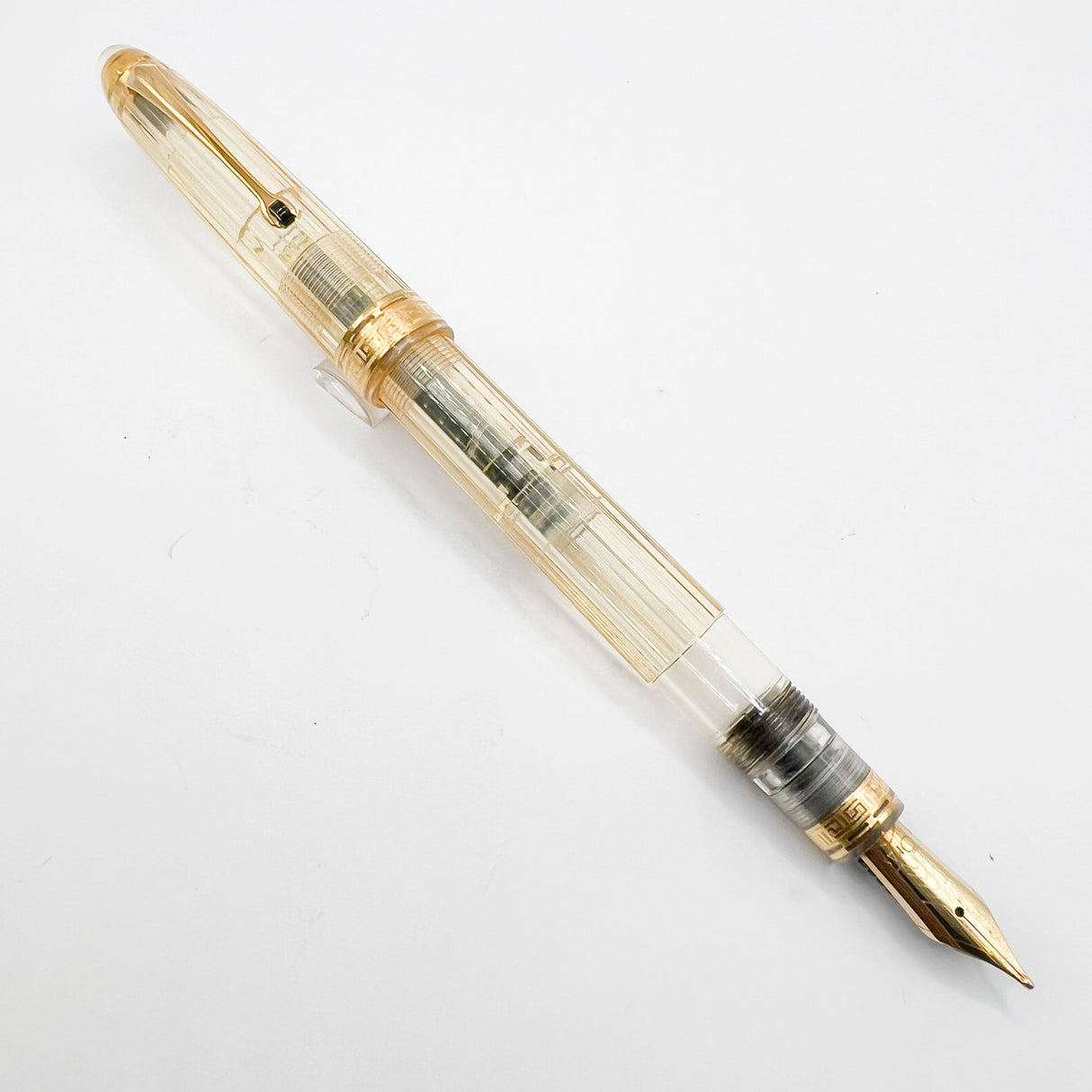 OMAS Ogiva Transparent Fluted Demonstrator Fountain Pen - Broad 18kt Gold Nib