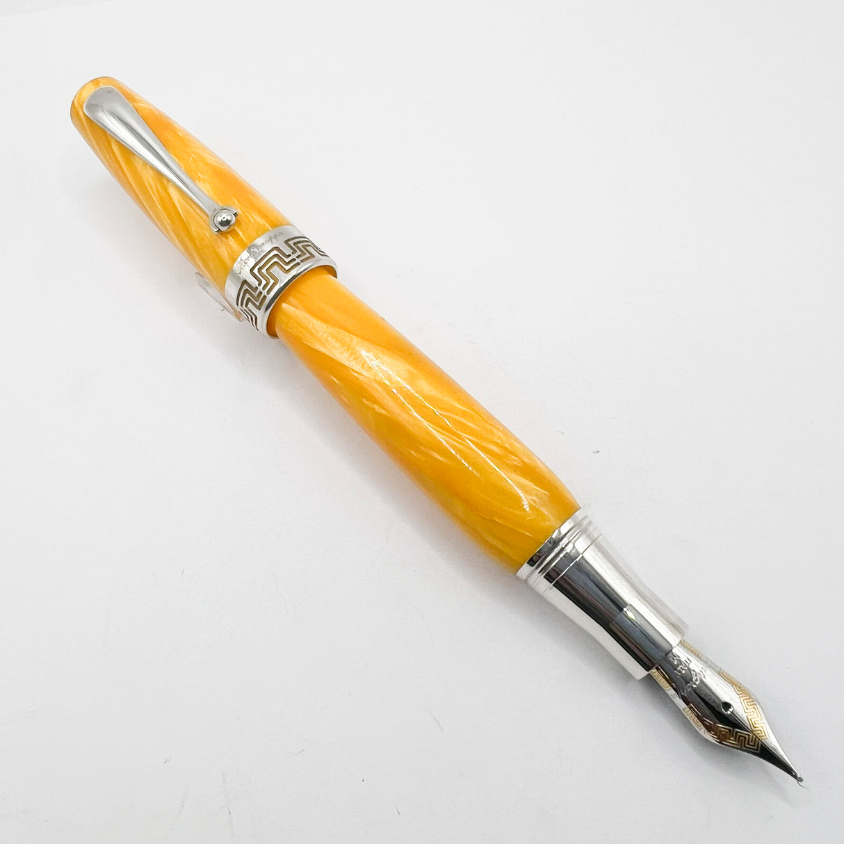 Montegrappa Miya Lustrous Yellow Celluloid Fountain Pen - Medium 18kt Gold Nib