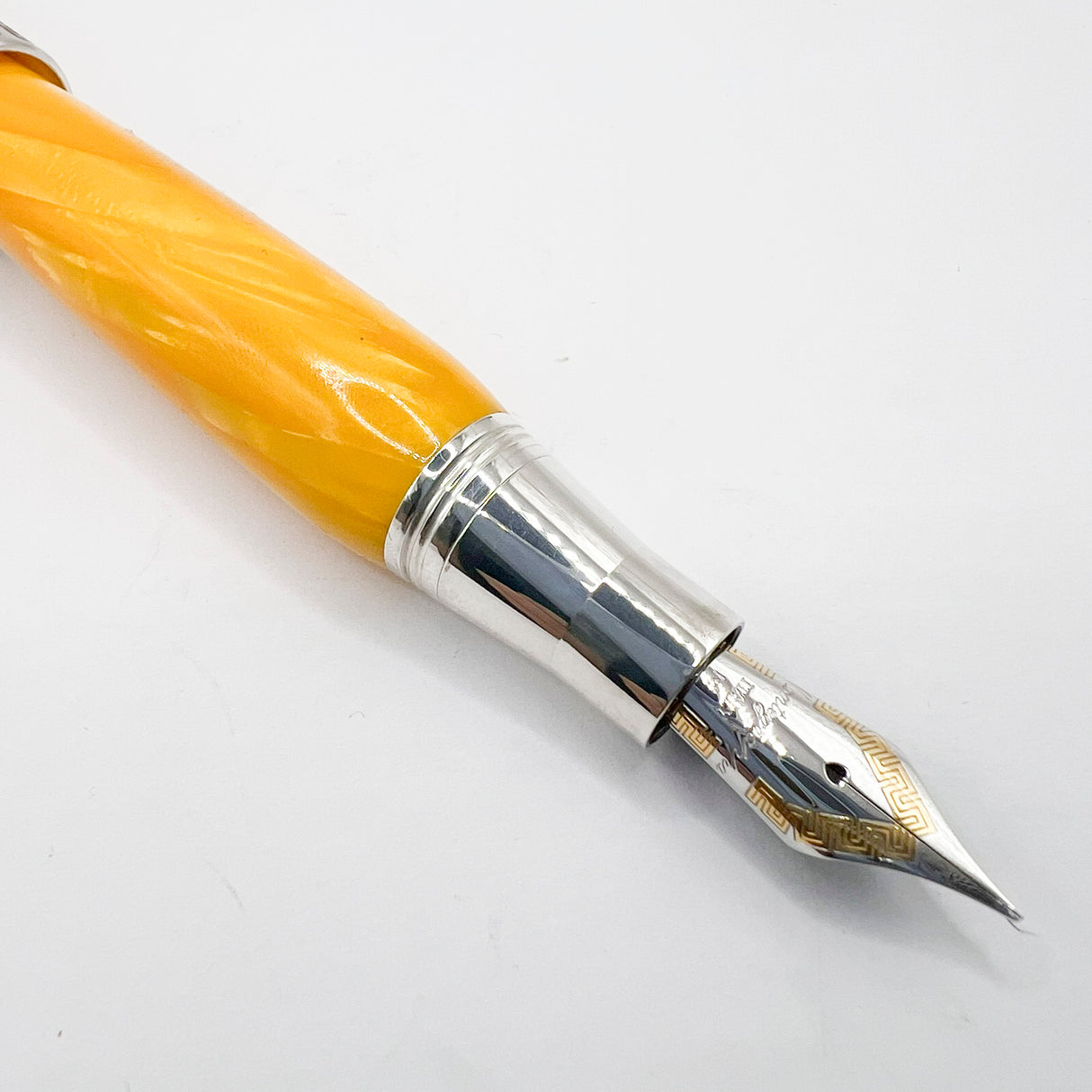 Montegrappa Miya Lustrous Yellow Celluloid Fountain Pen - Medium 18kt Gold Nib