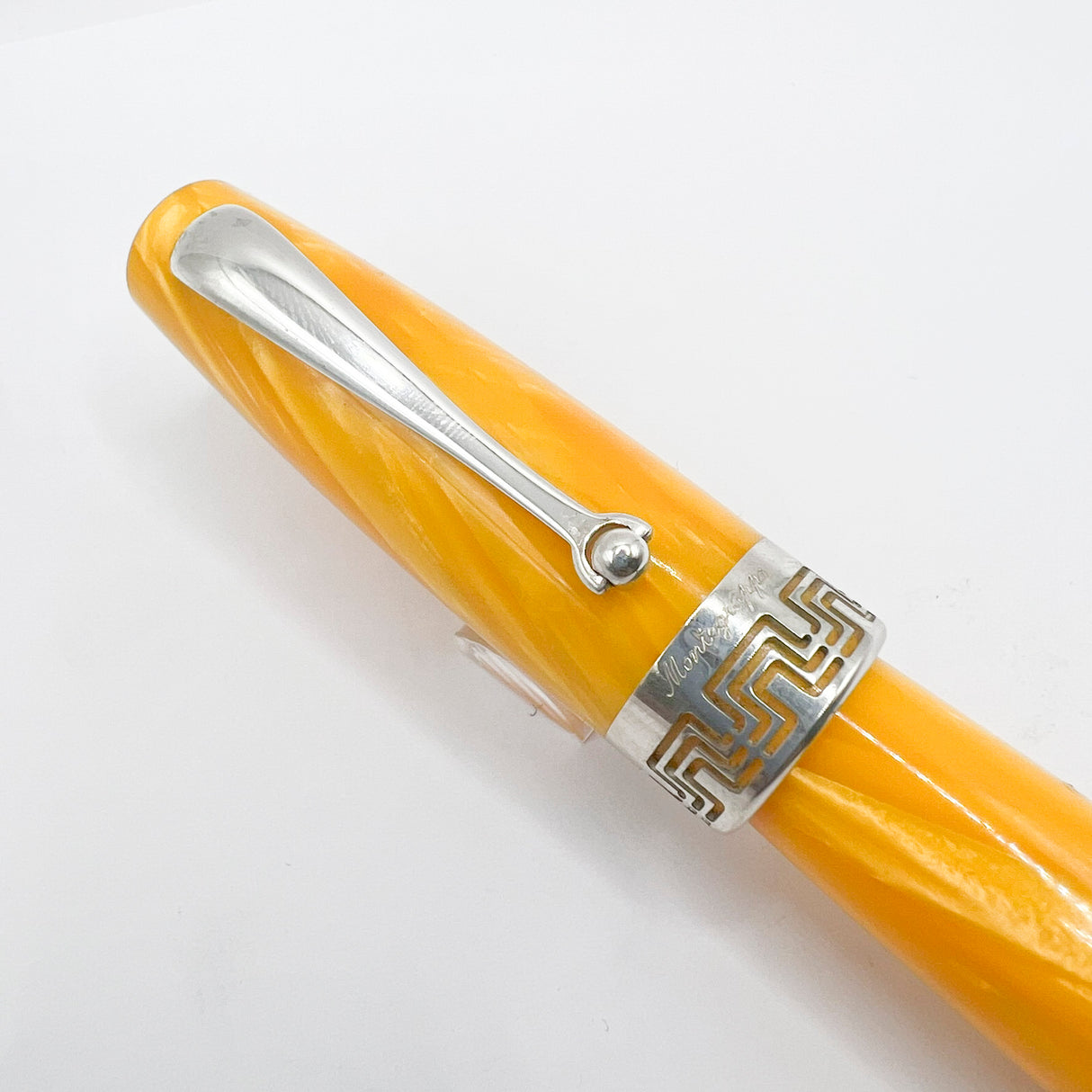 Montegrappa Miya Lustrous Yellow Celluloid Fountain Pen - Medium 18kt Gold Nib
