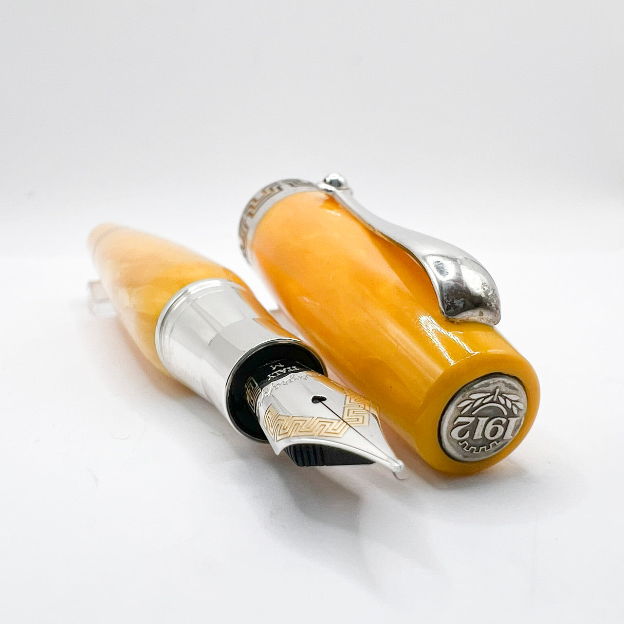 Montegrappa Miya Lustrous Yellow Celluloid Fountain Pen - Medium 18kt Gold Nib