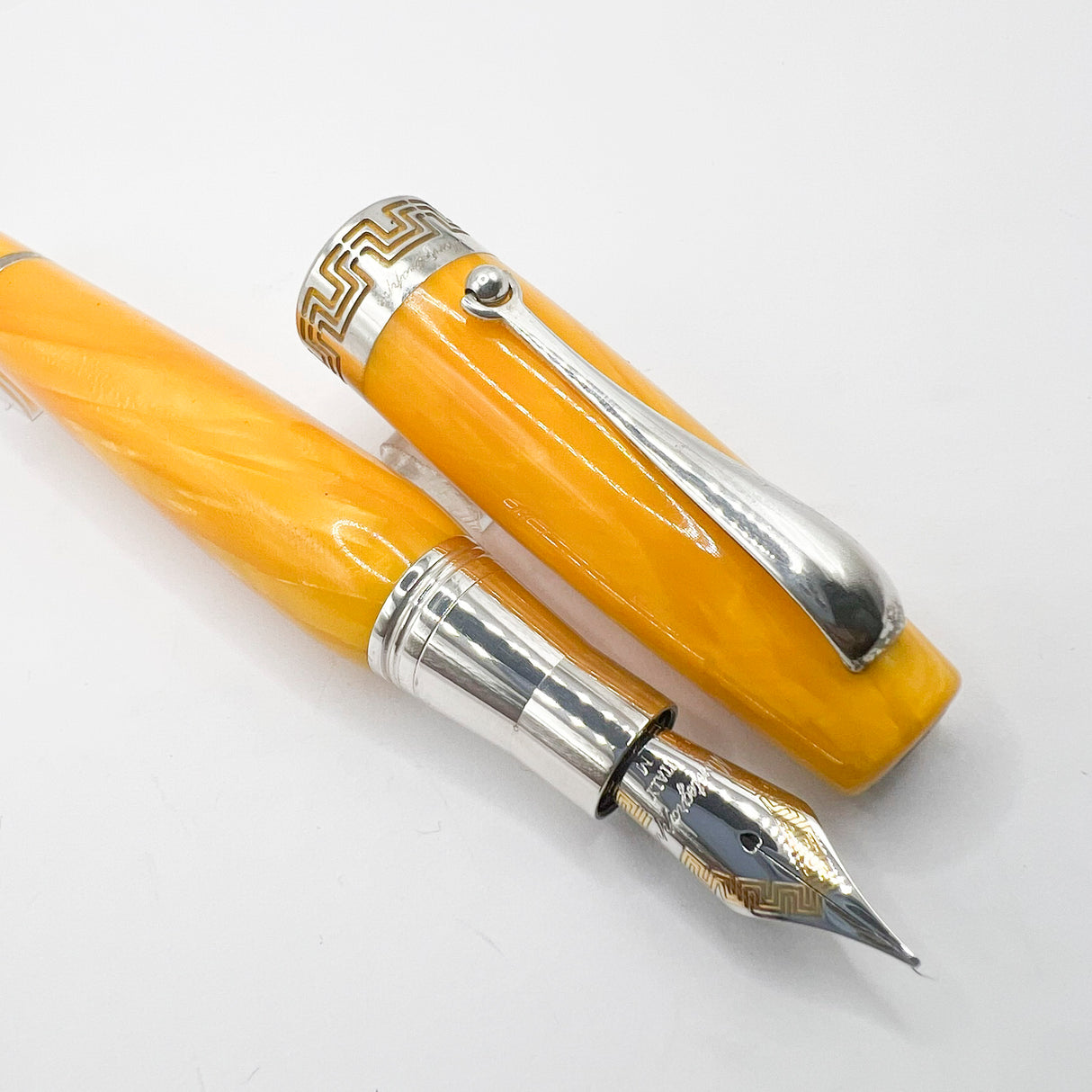 Montegrappa Miya Lustrous Yellow Celluloid Fountain Pen - Medium 18kt Gold Nib