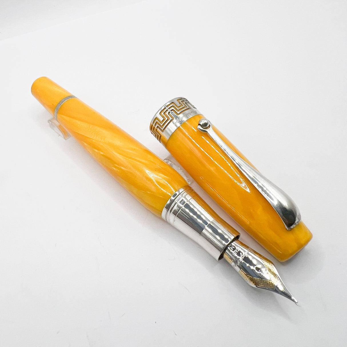 Montegrappa Miya Lustrous Yellow Celluloid Fountain Pen - Medium 18kt Gold Nib