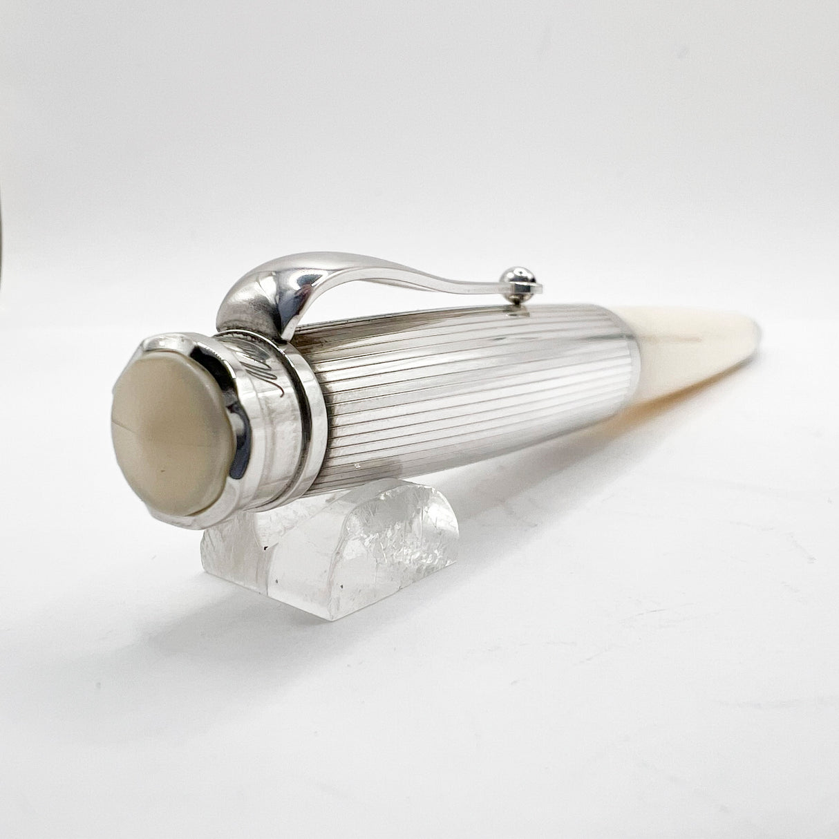 Montegrappa Memoria Striped Sterling Silver Cap Ivory Resin Mechanical Pencil 0.7mm