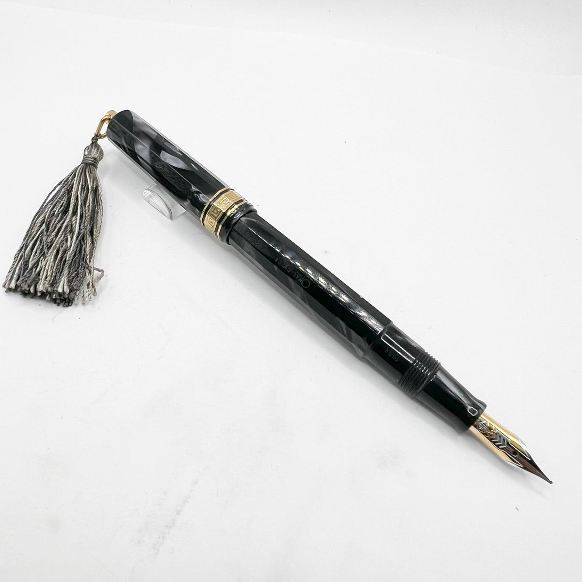 OMAS Princess Paragon Extra Platinum Celluloid Fountain Pen with Tassel - Medium 18kt Gold Nib