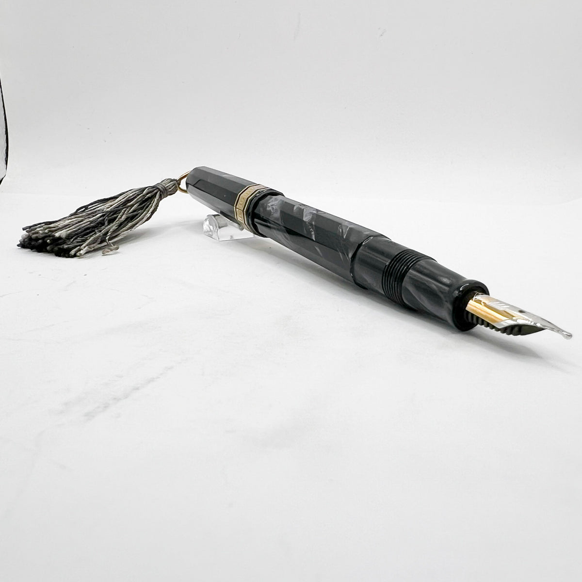 OMAS Princess Paragon Extra Platinum Celluloid Fountain Pen with Tassel - Medium 18kt Gold Nib