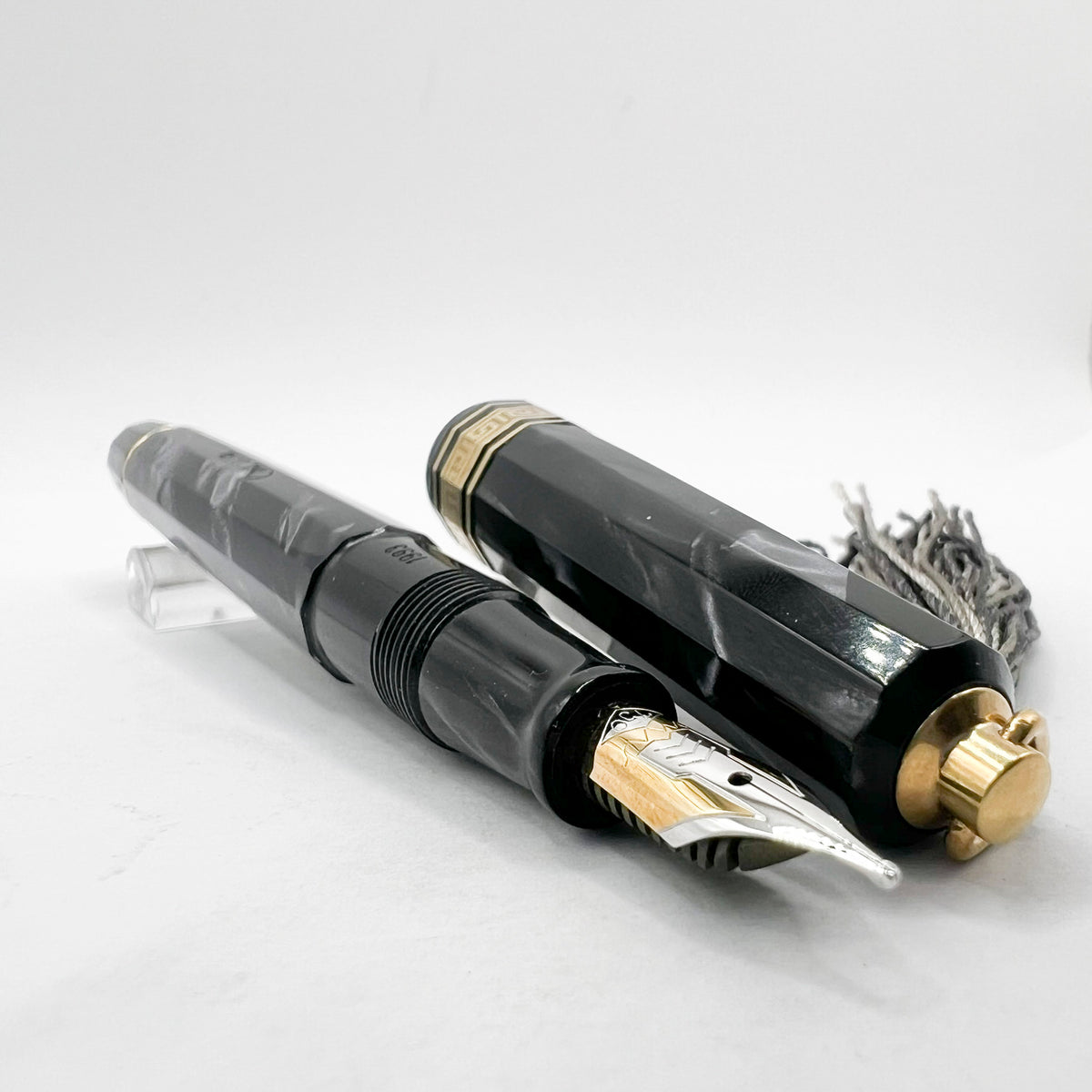 OMAS Princess Paragon Extra Platinum Celluloid Fountain Pen with Tassel - Medium 18kt Gold Nib