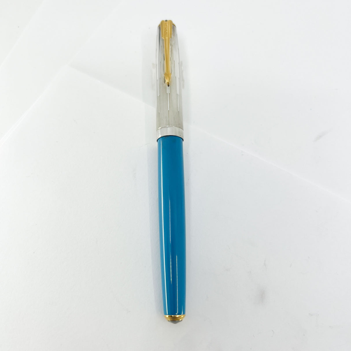 Parker 51 Special Edition Sterling Silver & Vista Blue Fountain Pen - Medium 18kt Gold Nib