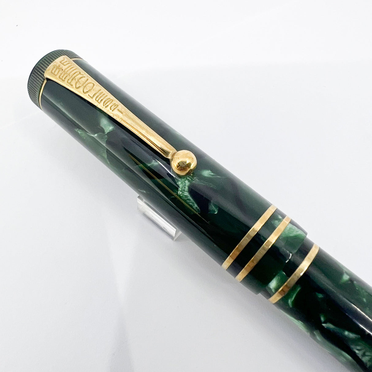 OMAS E.E. Ercolessi Marbled Green Celluloid Limited Edition Fountain Pen - Broad 18kt Gold Nib