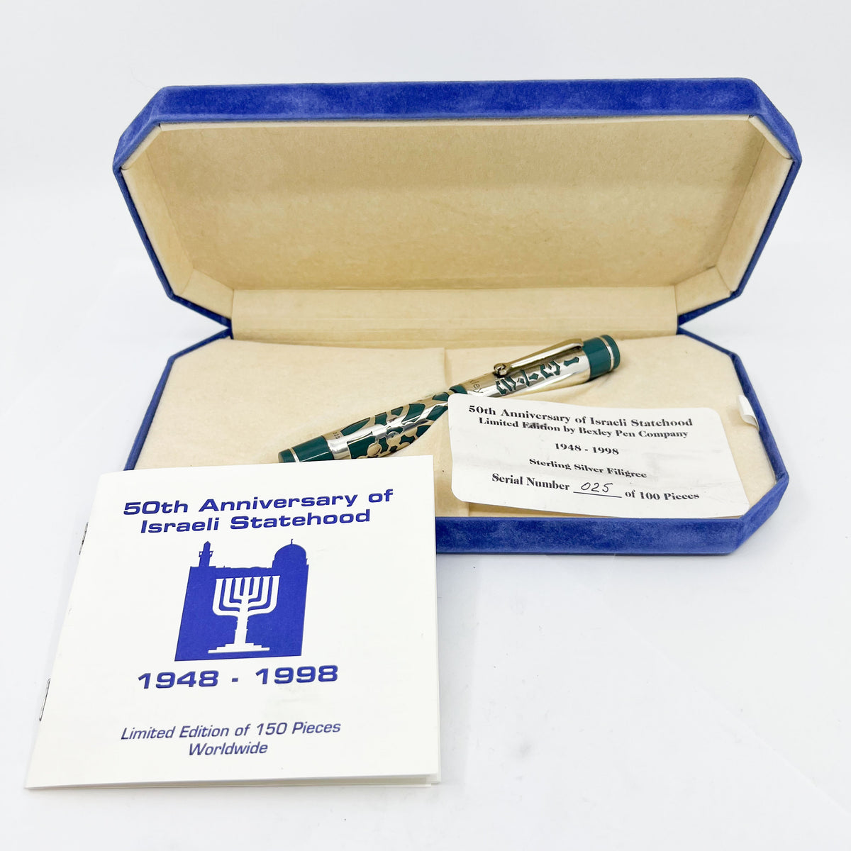 Bexley 50th Anniversary of Israel Statehood (1948-1998) Sterling Silver Limited Edition Fountain Pen #025/100 - Medium 14kt Gold Nib