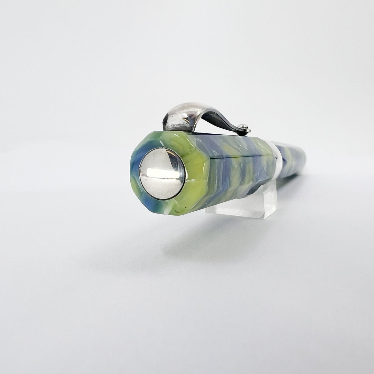 Montegrappa Harmony Solo Lustrous Blue/Green Resin & Sterling Silver Octagonal Ballpoint Pen