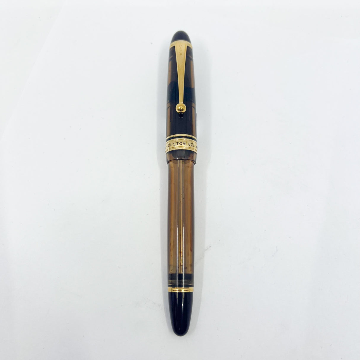Pilot Custom 823 Clear Amber Piston Fill Fountain Pen - Medium 14Kt Gold Nib