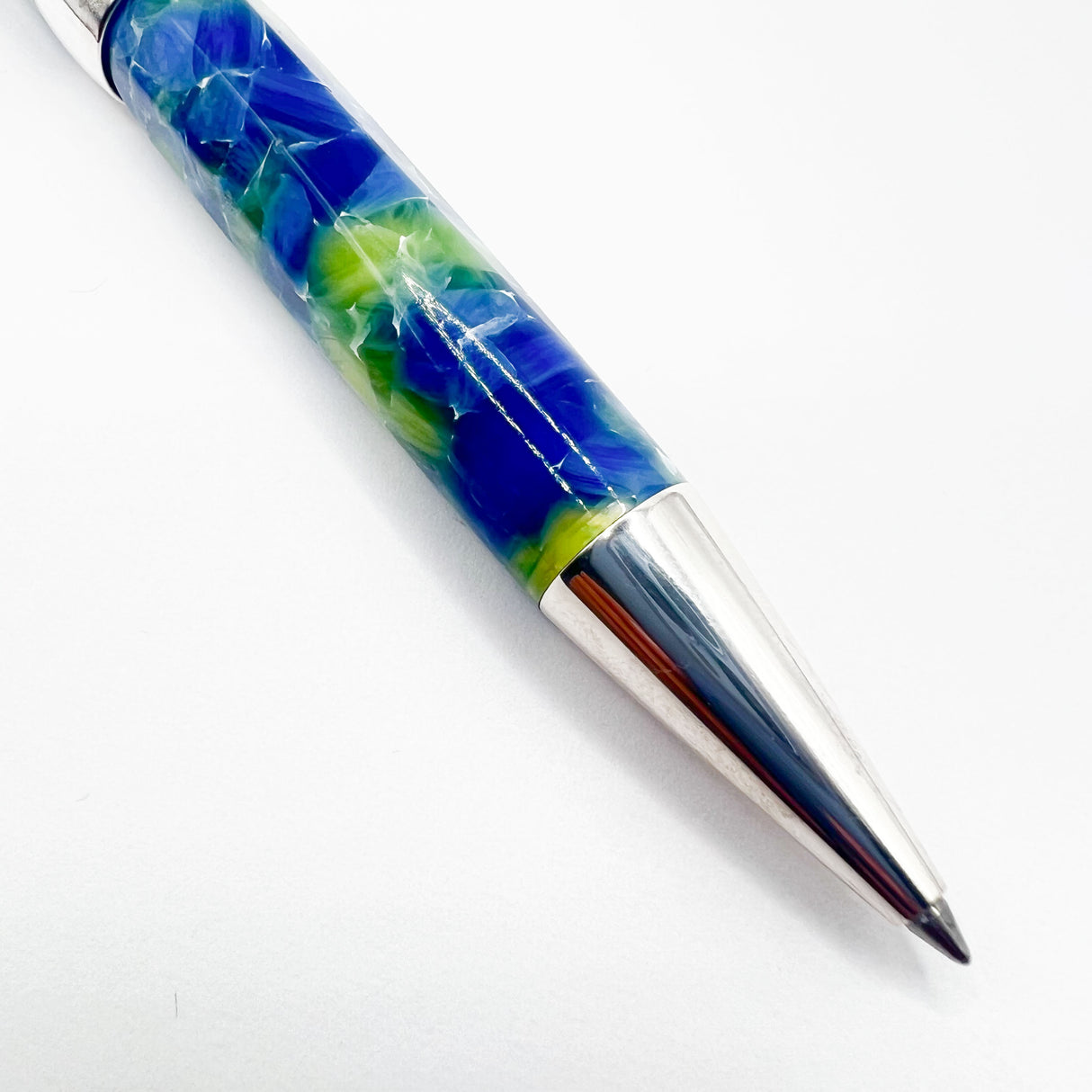 Montegrappa Harmony Solo Lustrous Blue/Amber Green Resin & Sterling Silver Octagonal Ballpoint Pen