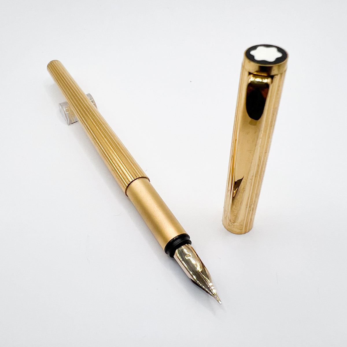 Montblanc Noblesse Gold-Plated Fluted Vertical Lines Fountain Pen - Extra Fine 14kt Gold Nib