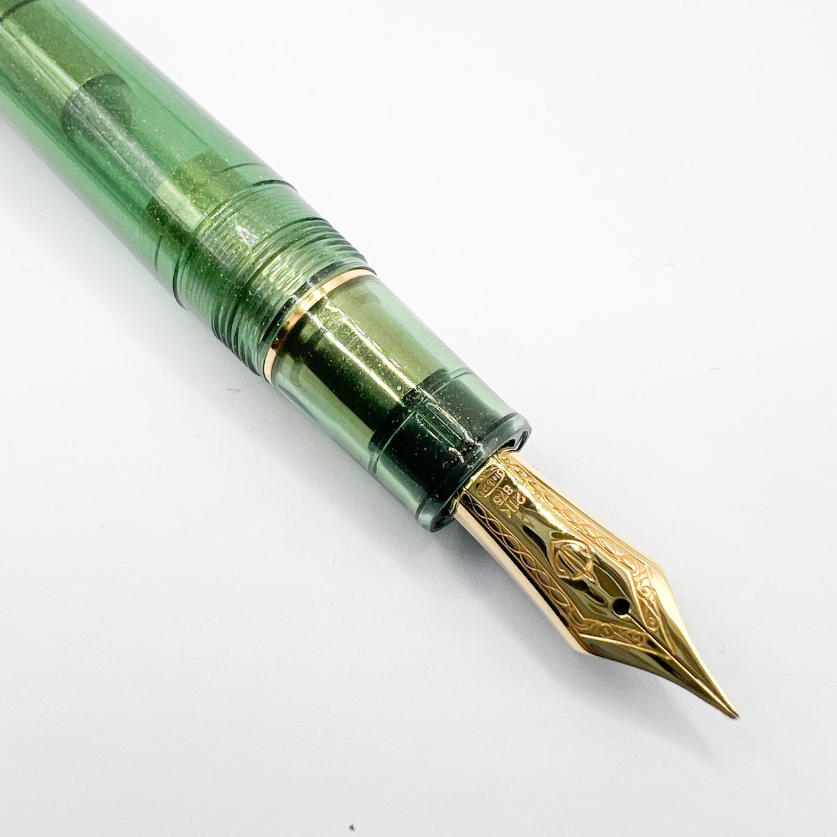 Sailor 2023 Pen of the Year 1911 Large Olive Green Shimmer Transparent Fountain Pen - Broad 21kt Gold Nib