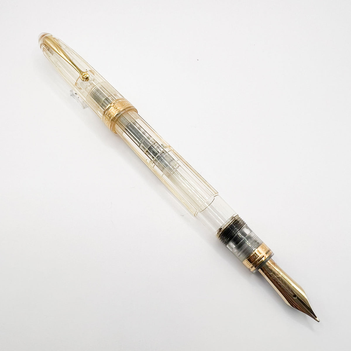 OMAS "Vision" Ogiva Transparent Fluted Demonstrator Fountain Pen - Broad 18kt Gold Nib