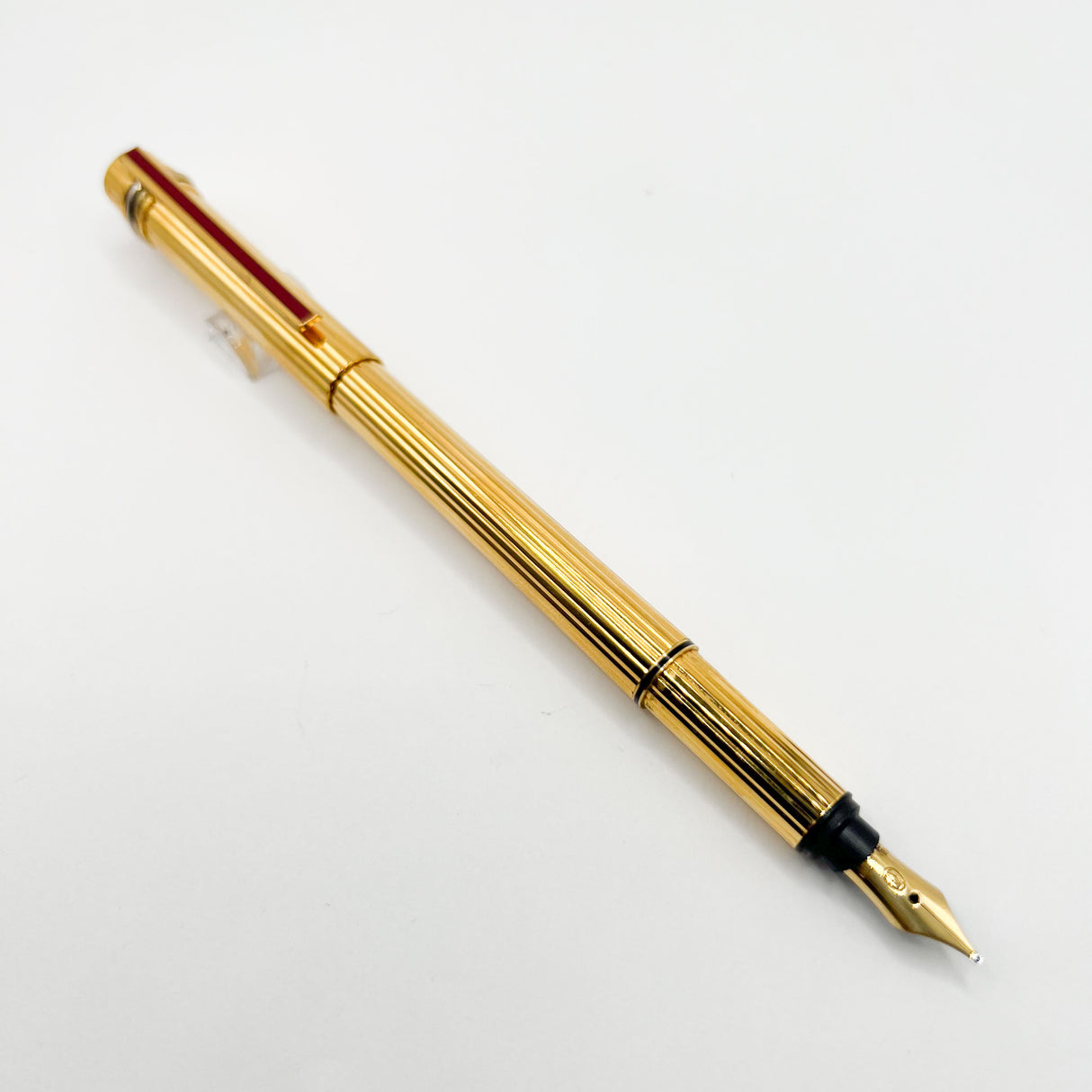 Cartier Gold-Plated Fluted Must de Cartier Fountain Pen - Medium 18kt Gold Nib