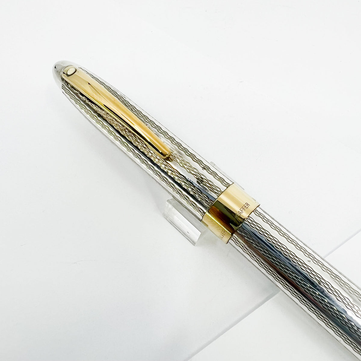 Sheaffer Sterling Silver "Top-of-the Line" Crest Fountain Pen - Fine 18kt Gold Nib (Circa 1990s)