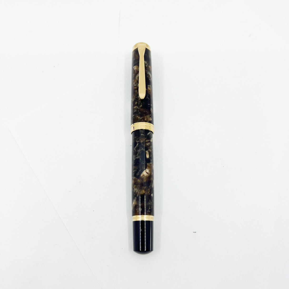 Pelikan M1000 Renaissance Brown Marble Fountain Pen - Fine 18kt Gold Nib