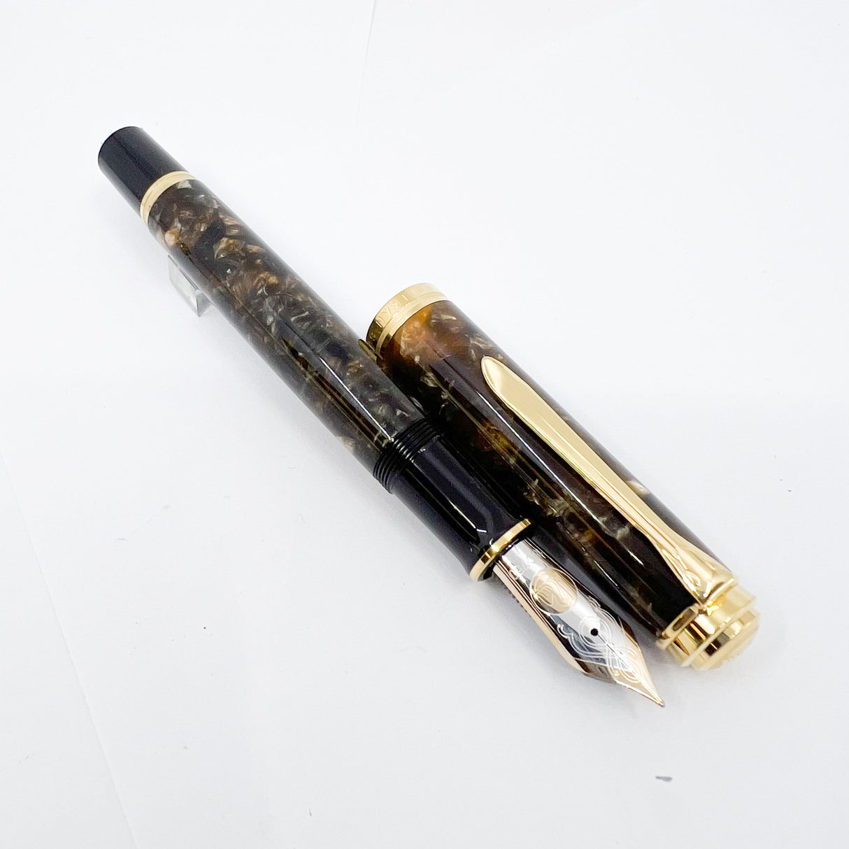 Pelikan M1000 Renaissance Brown Marble Fountain Pen - Fine 18kt Gold Nib