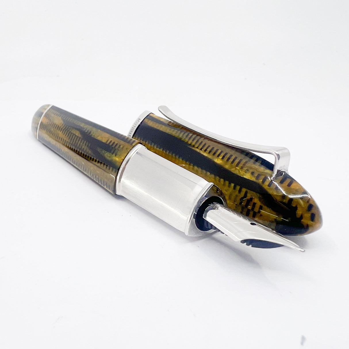 Omas #360 Triangular Burkina Celluloid Fountain Pen - The Scarcest of the Modern OMAS Celluloid Designs - Flexible Medium 18kt Gold Nib