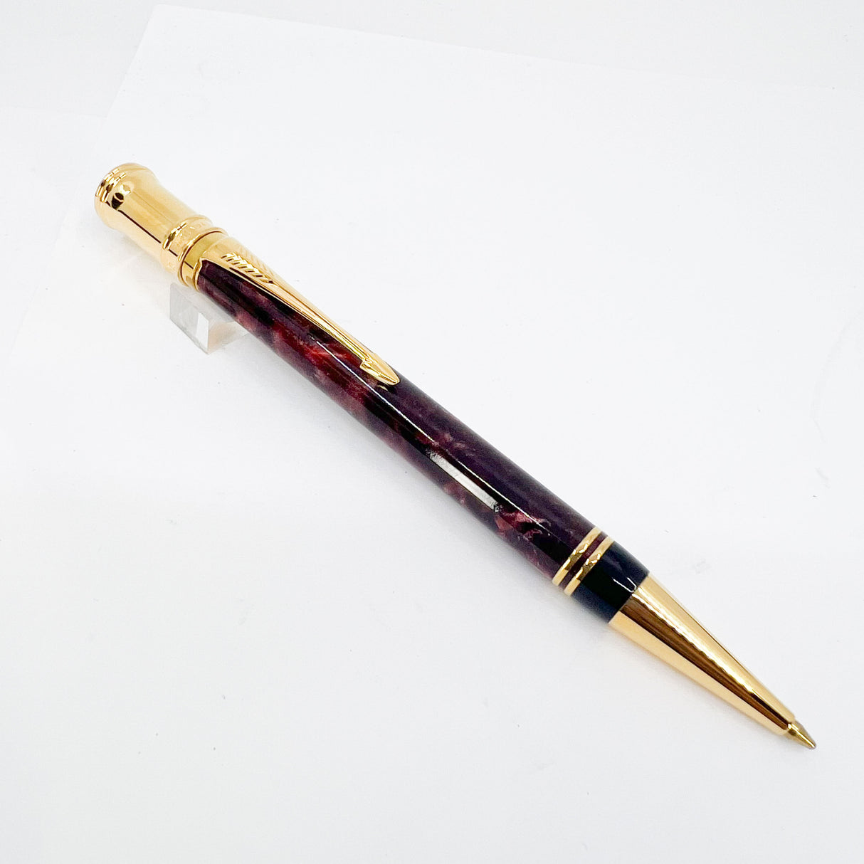 Parker Duofold Marble Maroon Ballpoint Pen - Circa 1991