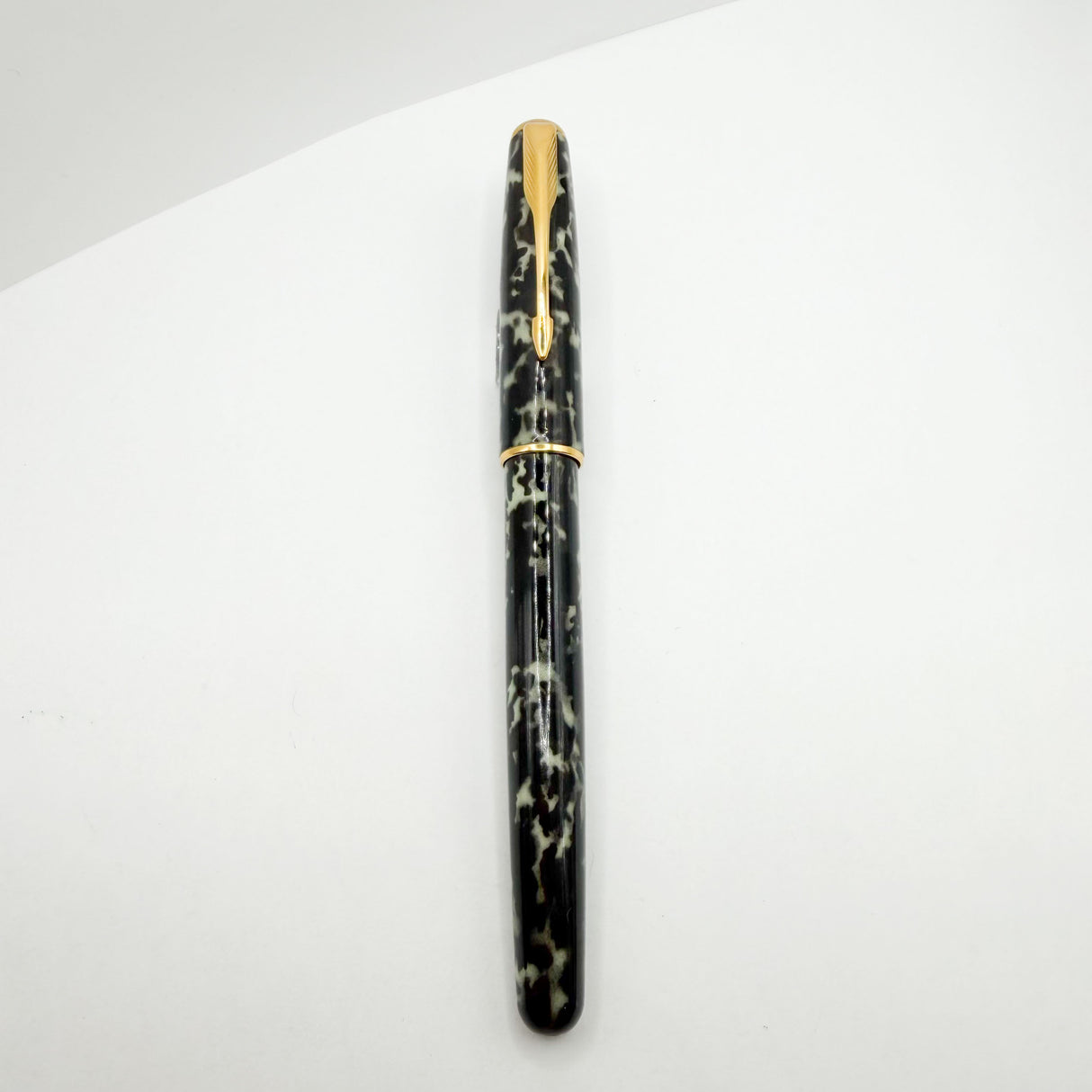 Parker Sonnet Moonbeam Lacque Marbled Charcoal/Ivory Fountain Pen - Fine 18kt Gold Nib