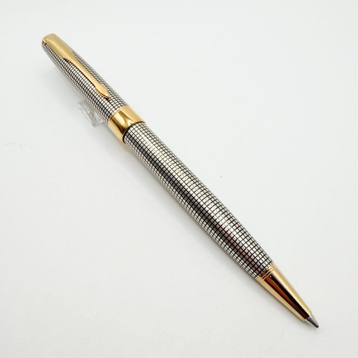 Parker Sonnet Sterling Silver Cisele Cross Hatch Design Ballpoint Pen - Circa 1998