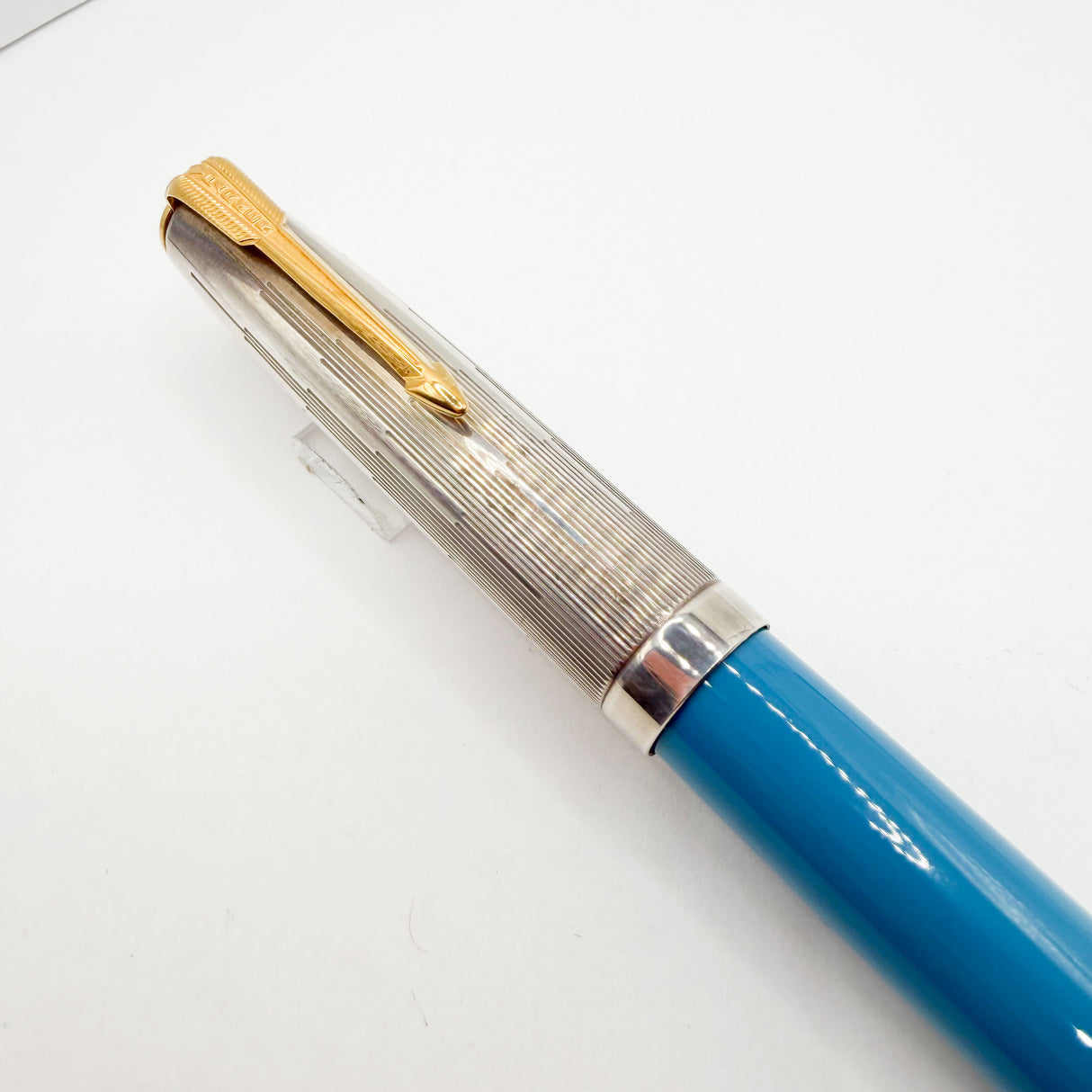 Parker 51 Special Edition Sterling Silver & Vista Blue Fountain Pen - Medium 18kt Gold Nib