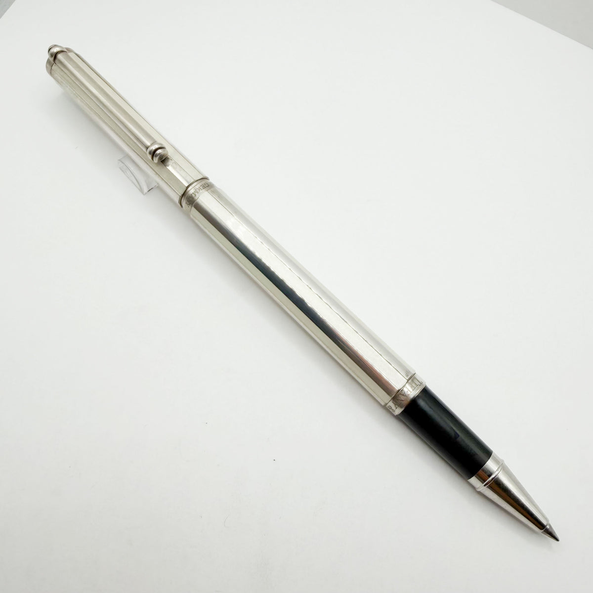Tiffany Atlas Rollerball with Alternating White Lacquered & Sterling Silver Strips & Sterling Clip and Trim